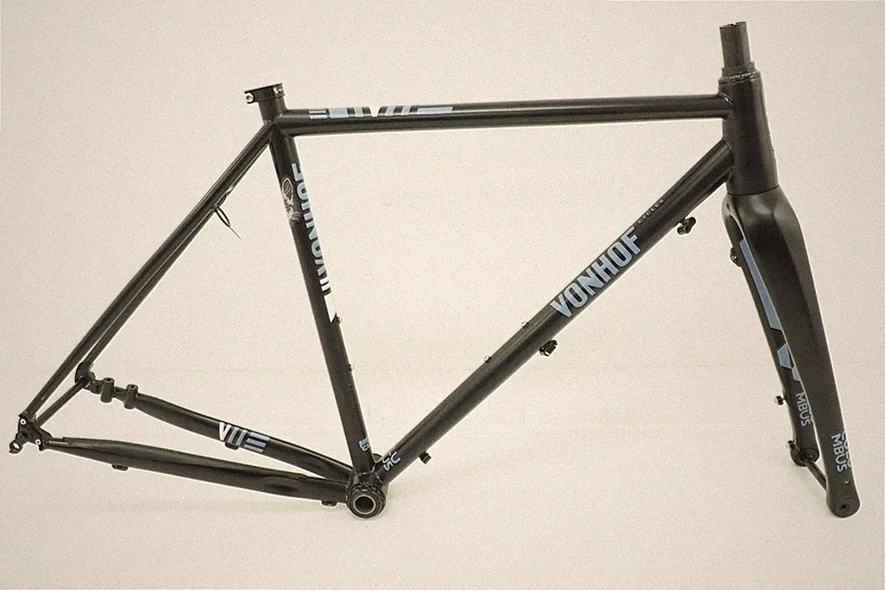 Von Hof ACX 53cm Steel Cyclocross Bike Frameset Carbon Fork Chris King Black