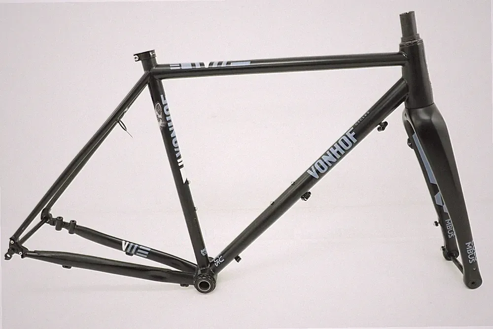Von Hof ACX 53cm Steel Cyclocross Bike Frameset Carbon Fork Chris King Black